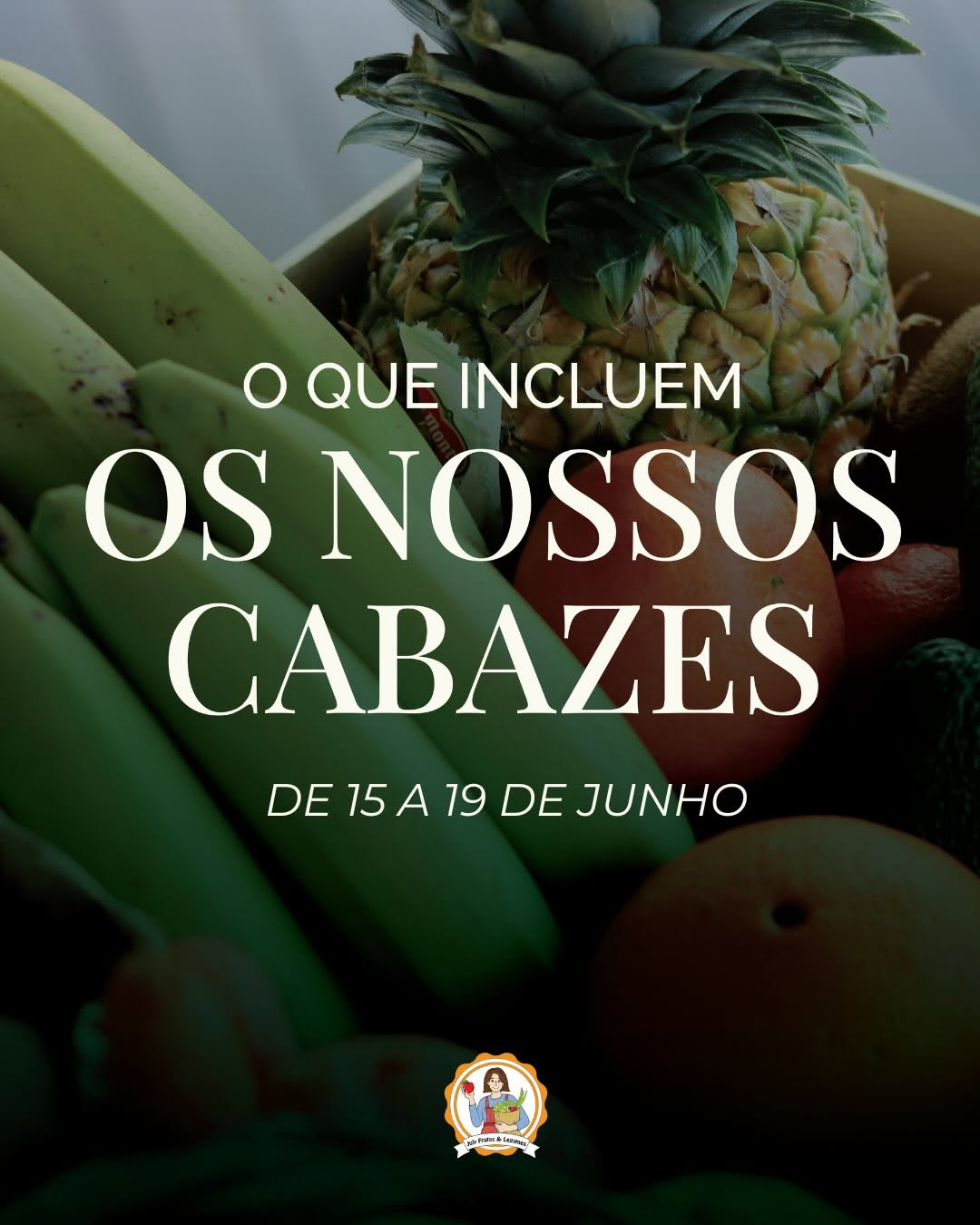 Cabazes da July com fruta e legumes frescos