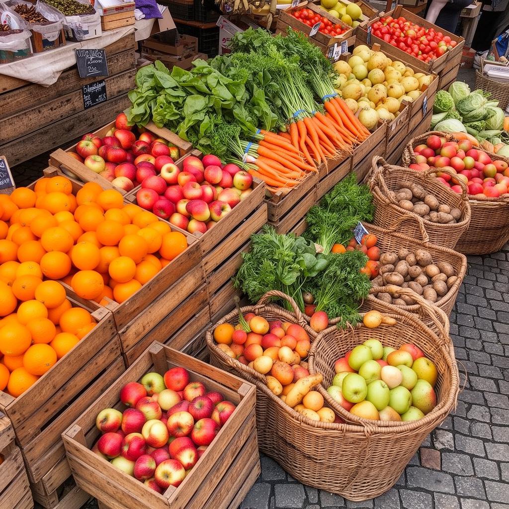 Cabazes da July com fruta e legumes frescos